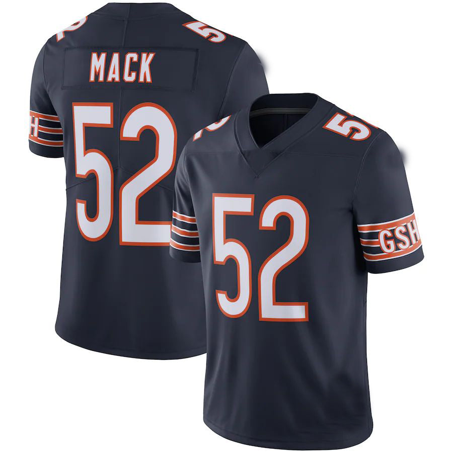 Custom #52 Navy CHI Football Shirt Top