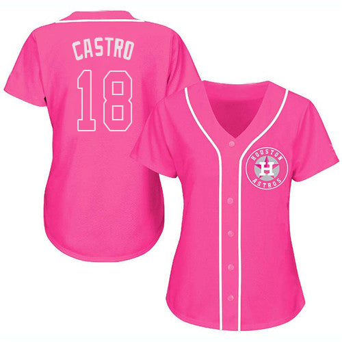 Custom Pink HOU Baseball Shirt Top