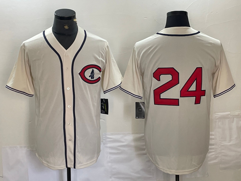Custom #24 Cream 2022 CHC Baseball Shirt Top