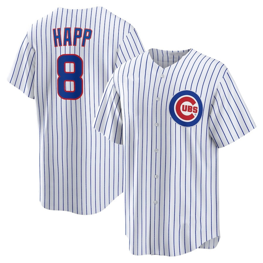 Custom #8 White CHC Baseball Shirt Top