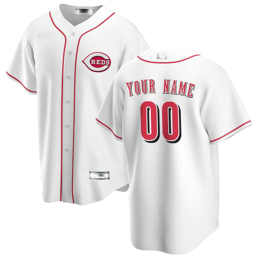Custom White CIN Baseball Shirt Top