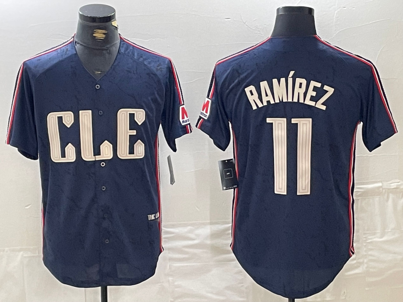 Custom #11 Navy 2024 City Connect CLE Baseball Shirt Top