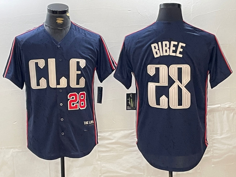 Custom #28 Navy 2024 City Connect CLE Baseball Shirt Top