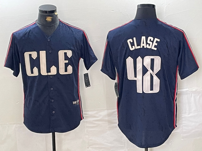 Custom #48 Navy 2024 City Connect CLE Baseball Shirt Top