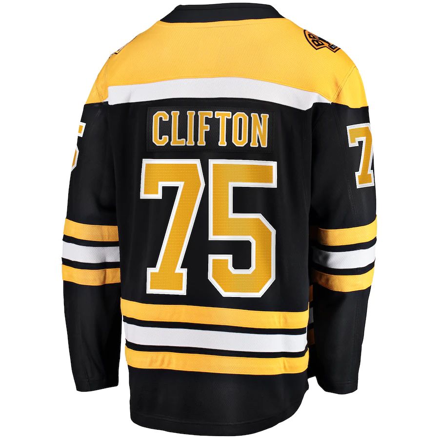 Custom #75 Black BOS Hockey Shirt Top