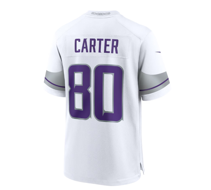 Custom #80 White MIN Football Shirt Top