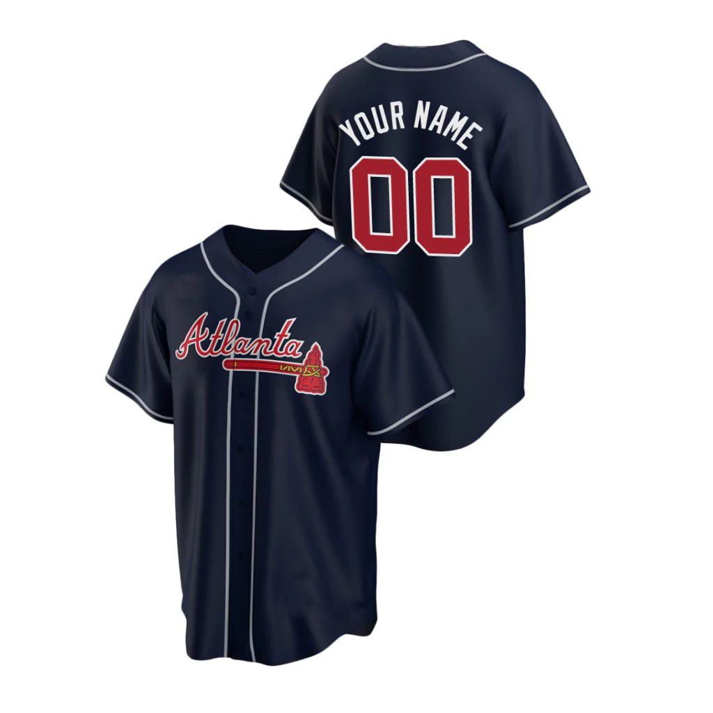 Custom Navy ATL Baseball Shirt Top