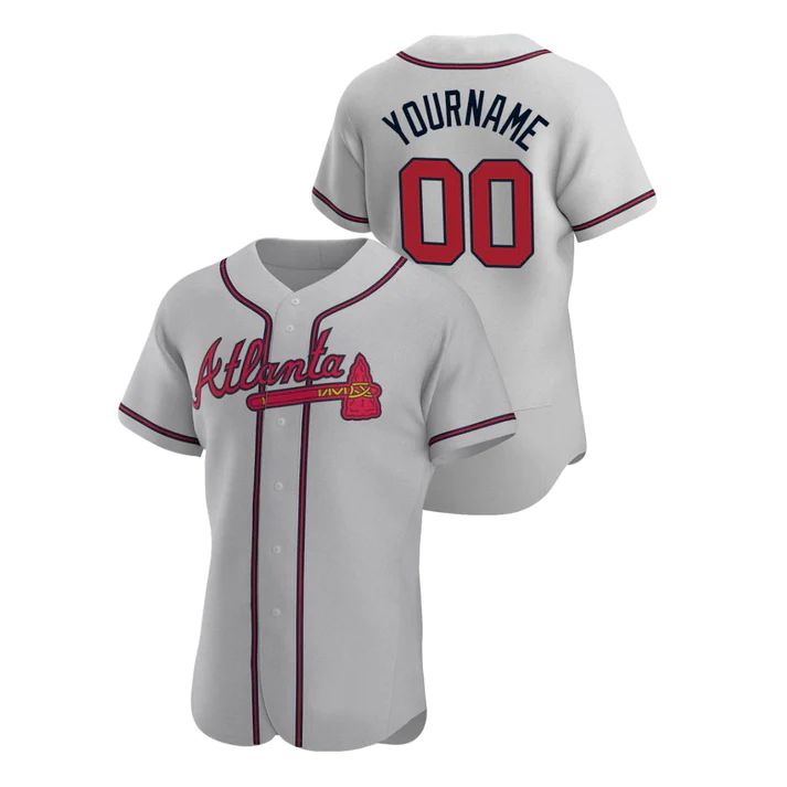 Custom Gray ATL Baseball Shirt Top