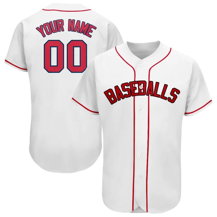 Custom Red BOS Baseball Shirt Top