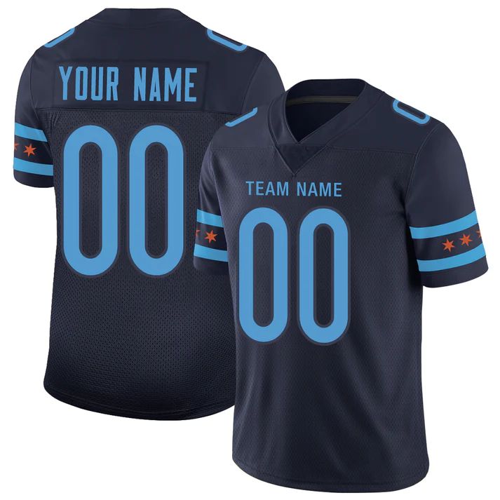 Custom Navy CHI Football Shirt Top