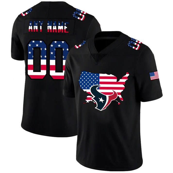 Custom Black HOU Football Shirt Top