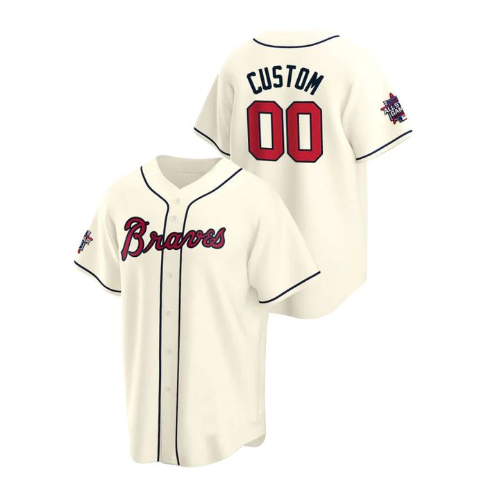 Custom Cream 2021 All Star ATL Baseball Shirt Top