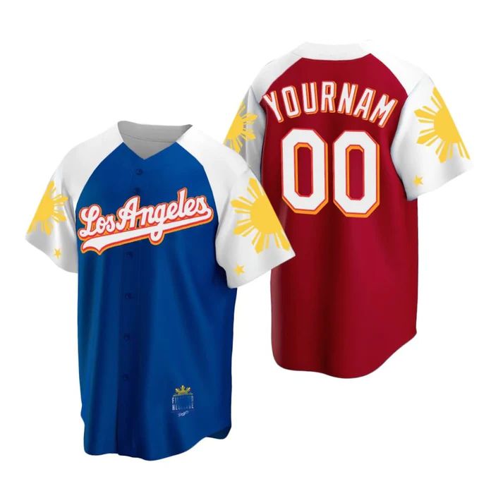 Custom Blue LAD Baseball Shirt Top