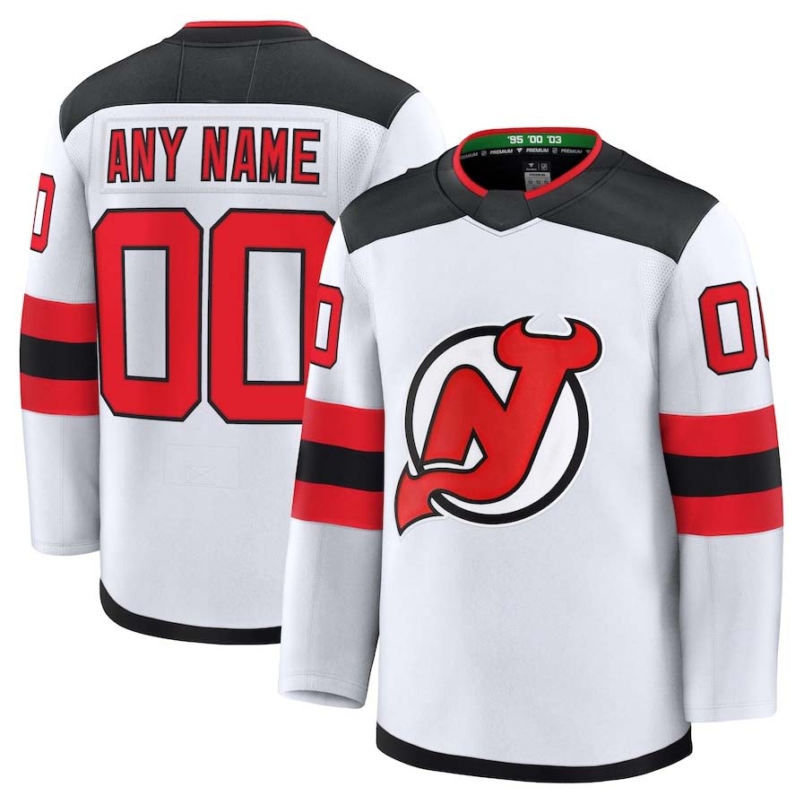Custom White NJD Hockey Shirt Top
