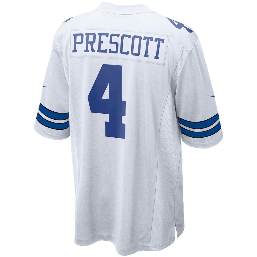 Custom #4 White DAL Football Shirt Top