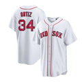Custom #34 White BOS Baseball Shirt Top