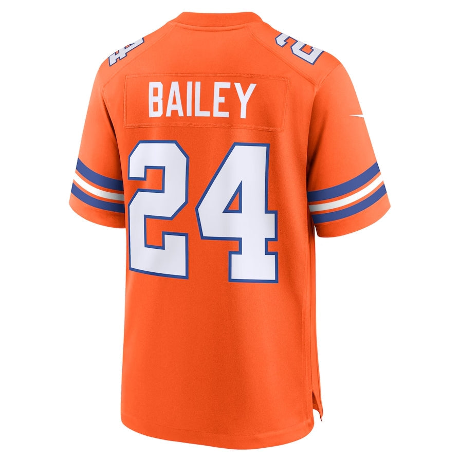 Custom #24 Orange 1977 Throwback DEN Football Shirt Top