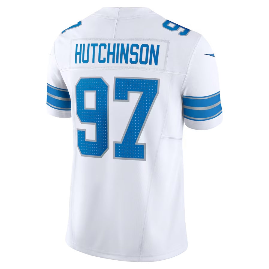 Custom #97 White DET Football Shirt Top