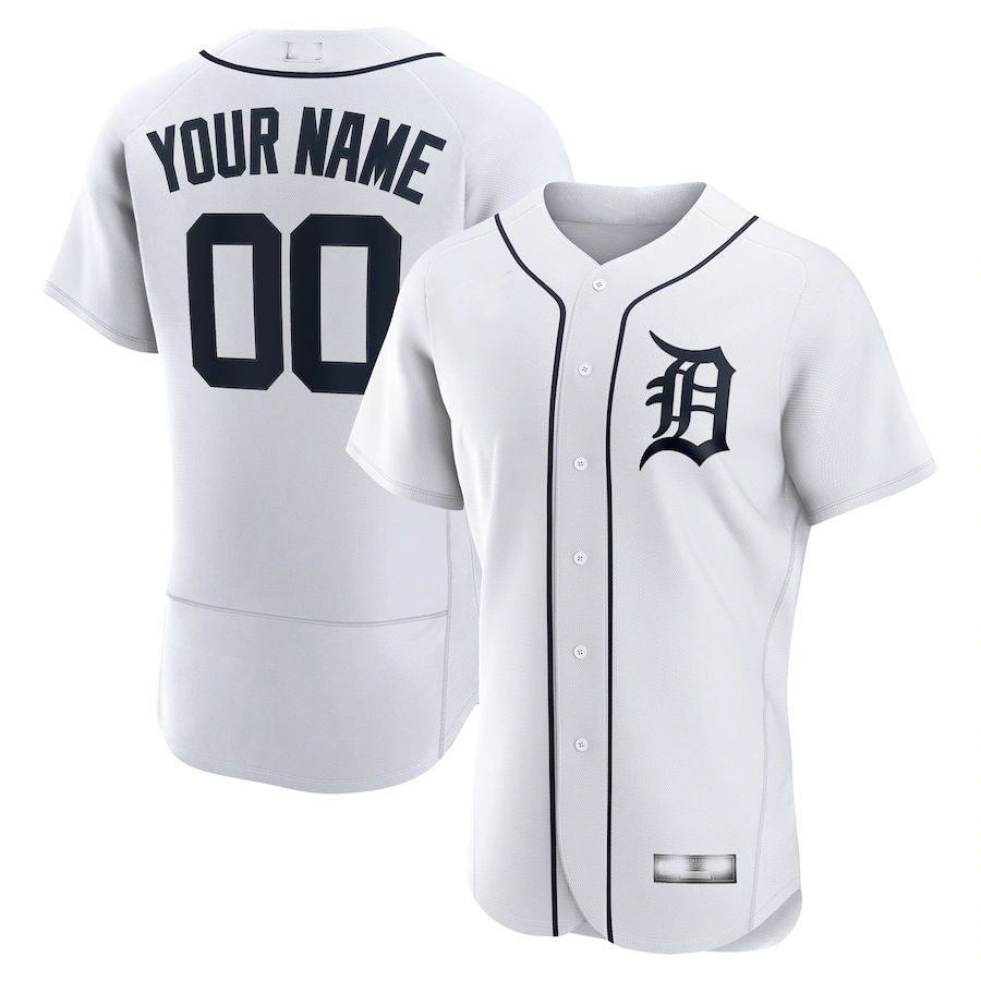 Custom White DET Baseball Shirt Top