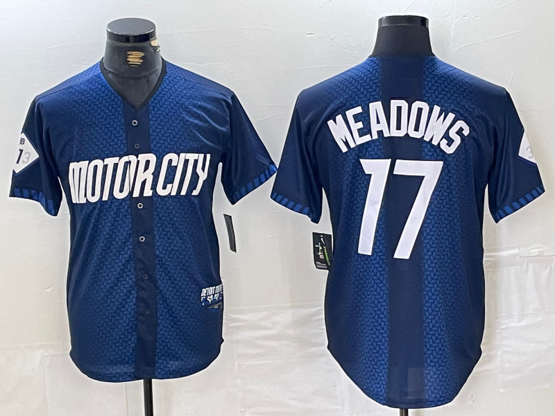 Custom #17 Navy 2024 City Connect DET Baseball Shirt Top
