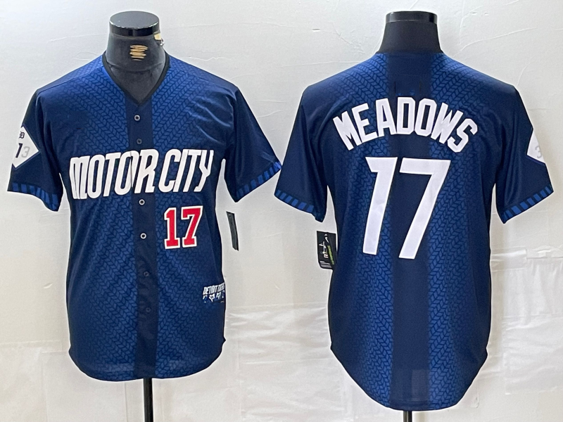 Custom #17 Navy 2024 City Connect DET Baseball Shirt Top