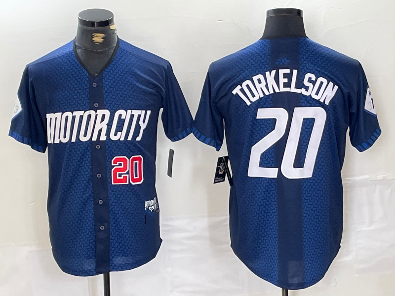 Custom #20 Navy 2024 City Connect DET Baseball Shirt Top
