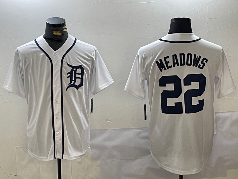 Custom #22 White DET Baseball Shirt Top