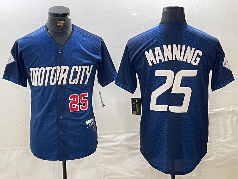 Custom #25 Navy 2024 City Connect DET Baseball Shirt Top