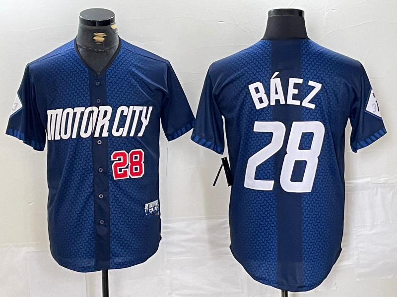 Custom #28 Navy 2024 City Connect DET Baseball Shirt Top