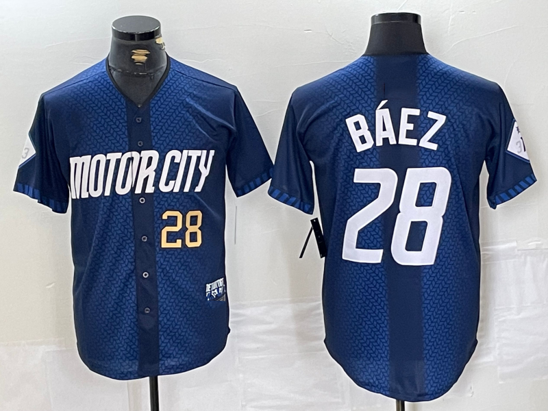 Custom #28 Navy 2024 City Connect DET Baseball Shirt Top