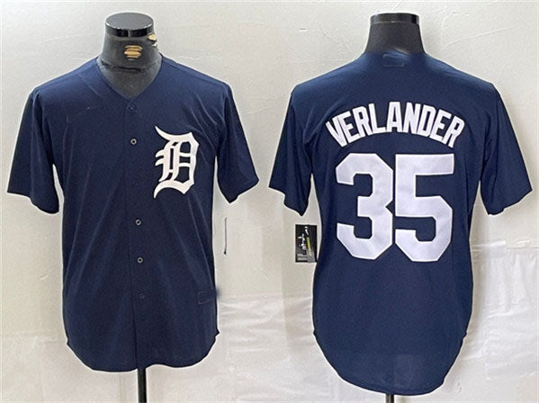 Custom #35 Navy DET Baseball Shirt Top
