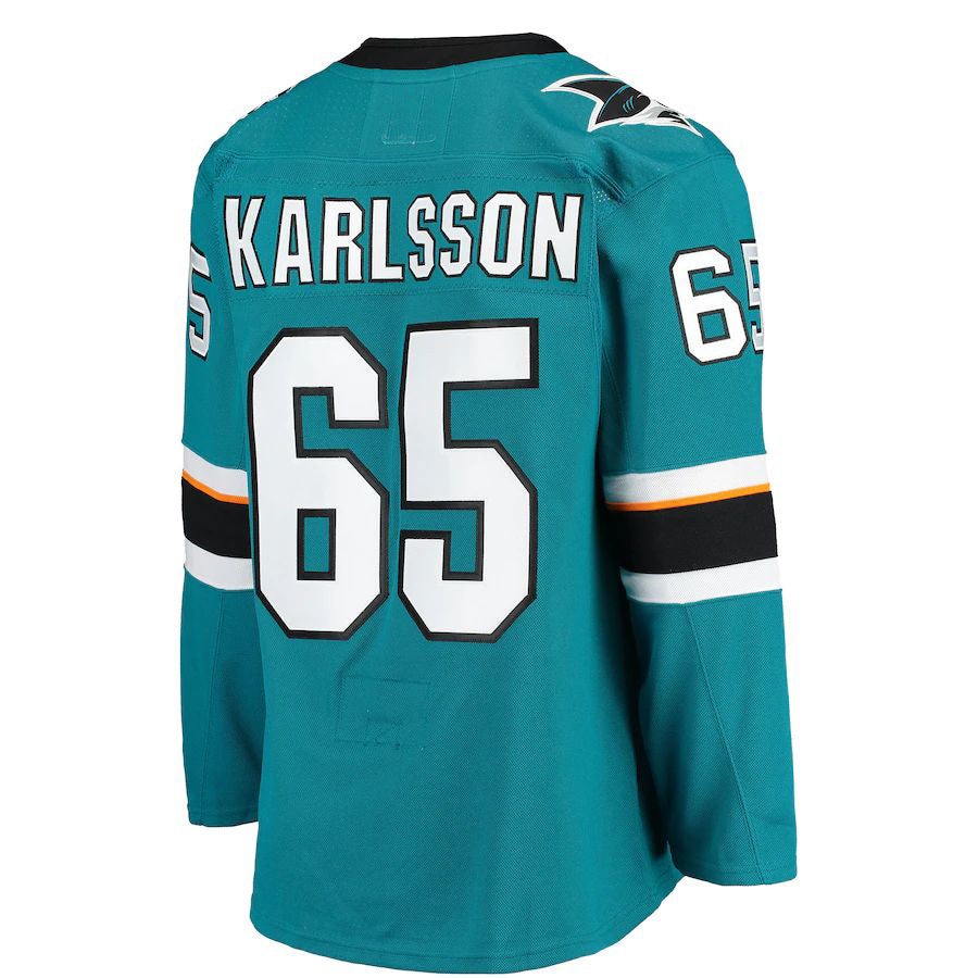 Custom #65 Teal SJS Hockey Shirt Top