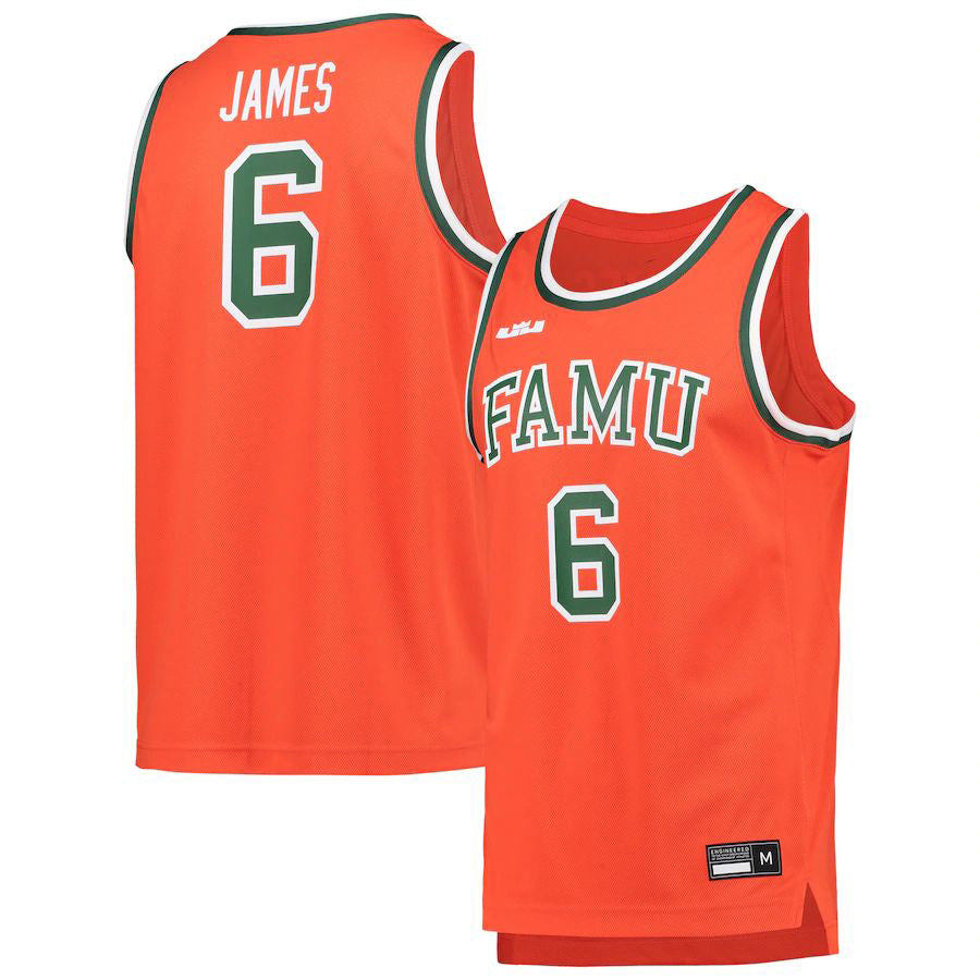Custom #6 Orange Basketball Shirt Top