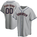 Custom Gray HOU Baseball Shirt Top