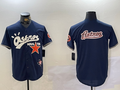Custom Navy HOU Baseball Shirt Top