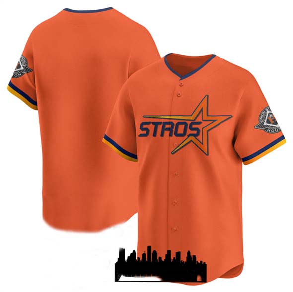 Custom Orange 2025 City Connect HOU Baseball Shirt Top