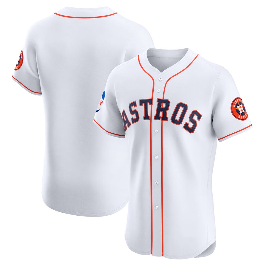 Custom White HOU Baseball Shirt Top