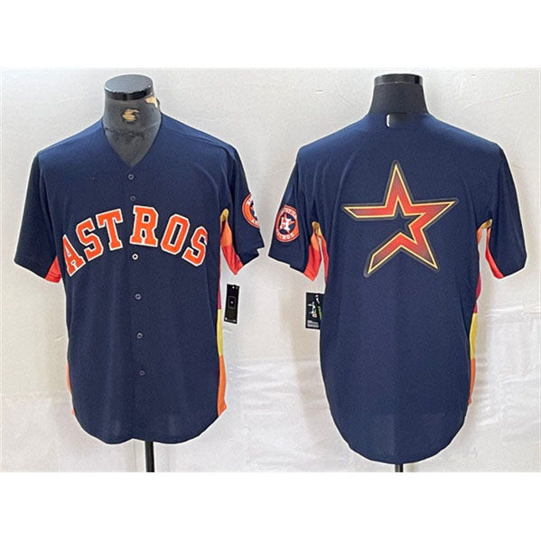 Custom Navy HOU Baseball Shirt Top