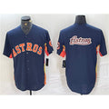 Custom Navy HOU Baseball Shirt Top