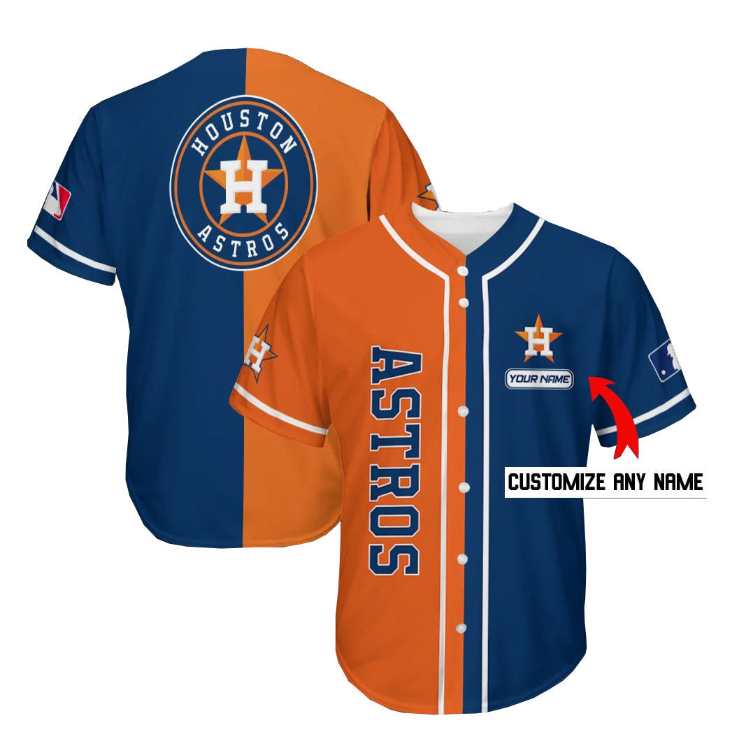 Custom Orange HOU Baseball Shirt Top