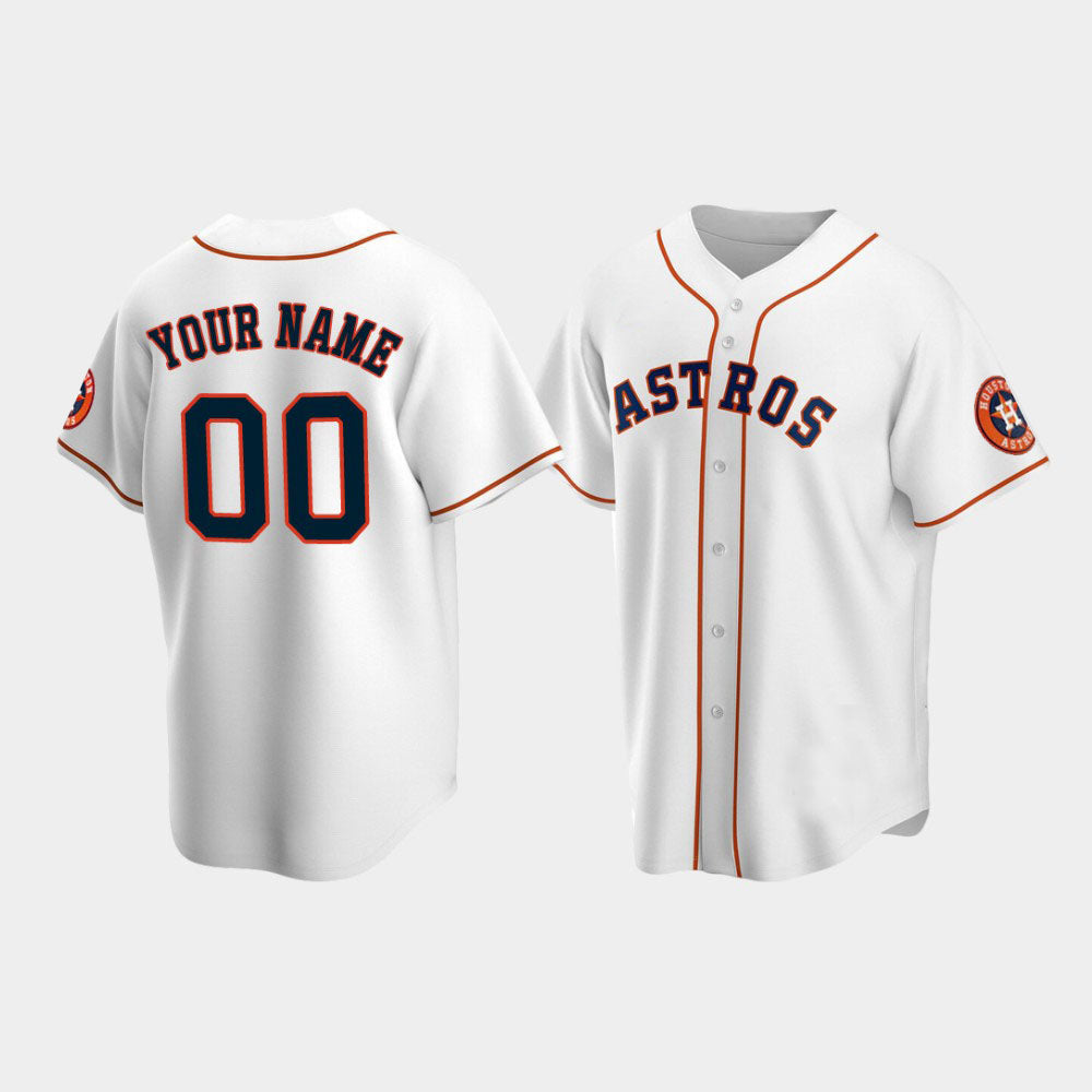 Custom White HOU Baseball Shirt Top
