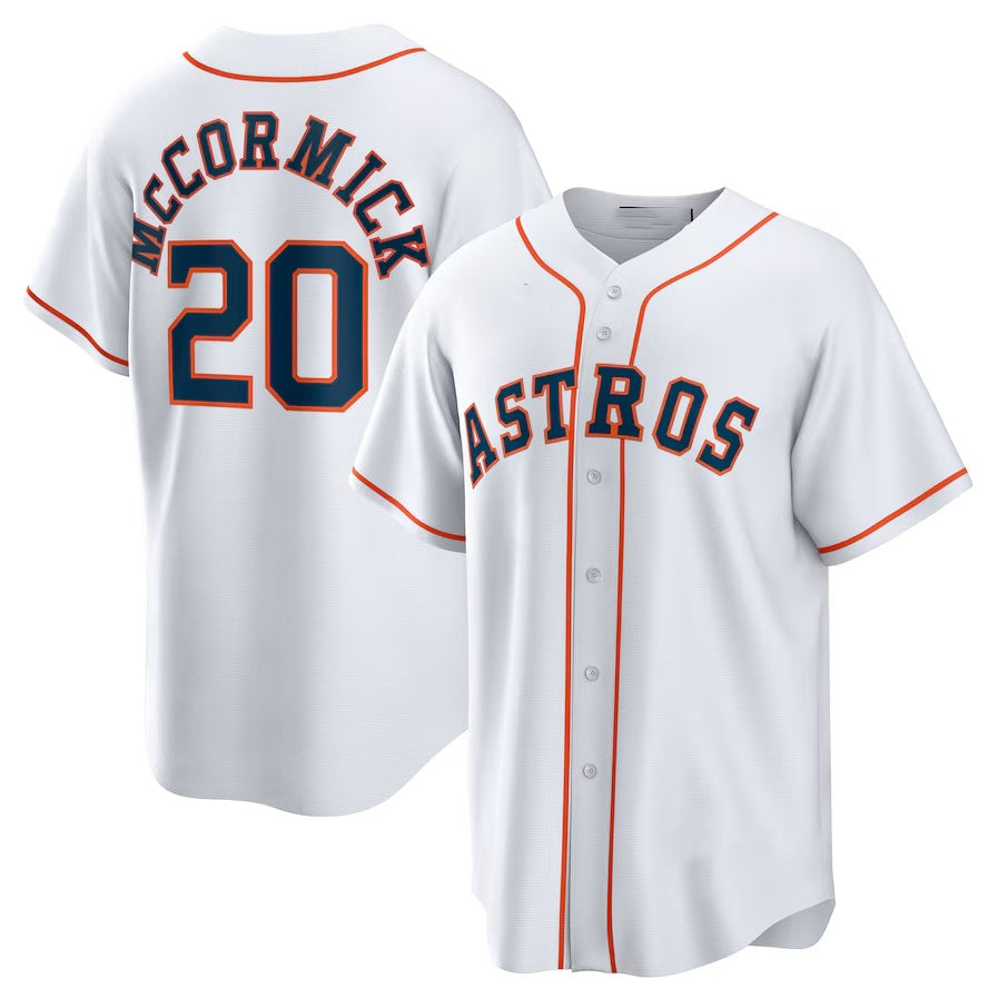 Custom #20 White HOU Baseball Shirt Top