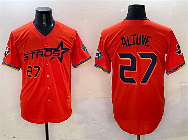 Custom #27 Orange 2025 City Connect HOU Baseball Shirt Top