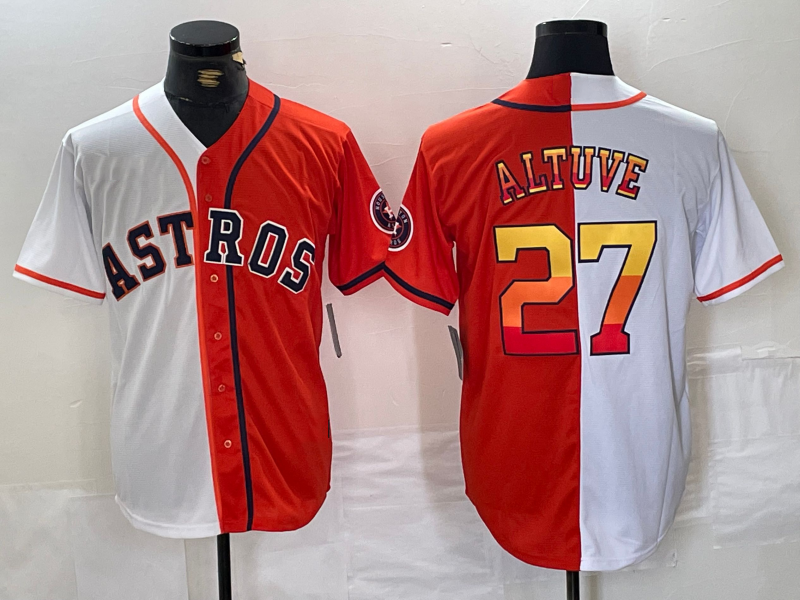 Custom #27 White HOU Baseball Shirt Top