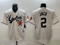 Custom #2 Cream HOU Baseball Shirt Top