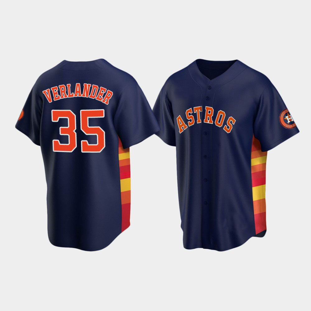 Custom #35 Navy HOU Baseball Shirt Top