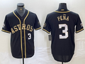 Custom #3 Black HOU Baseball Shirt Top