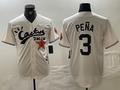 Custom #3 Cream HOU Baseball Shirt Top