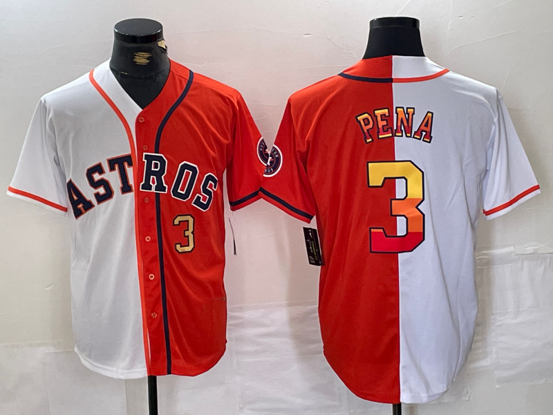 Custom #3 White HOU Baseball Shirt Top