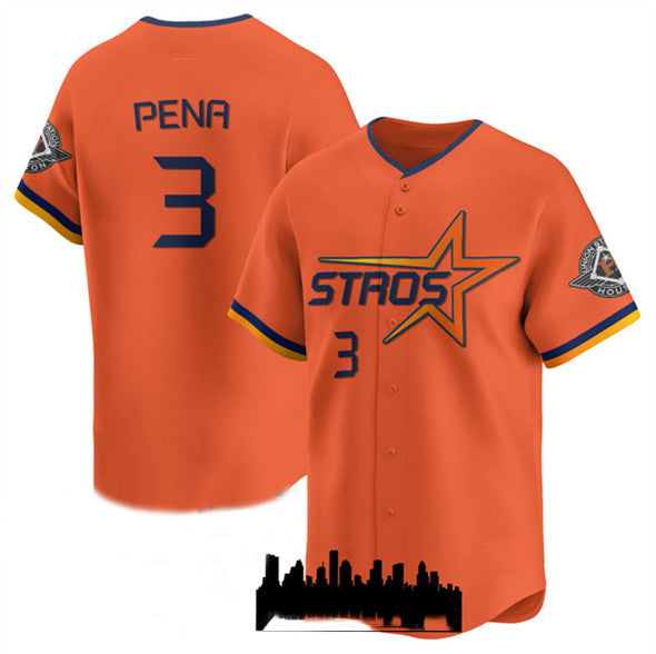 Custom #3 Orange 2025 City Connect HOU Baseball Shirt Top